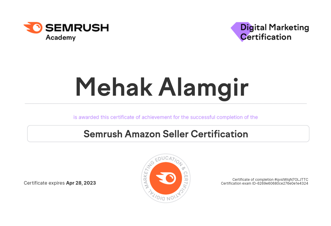 semrush amazon seller certification answers
