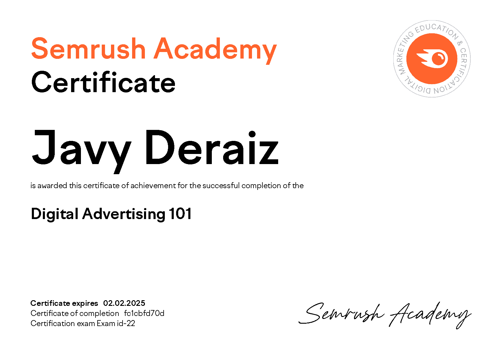 Digital Advertising 101 Certification Course