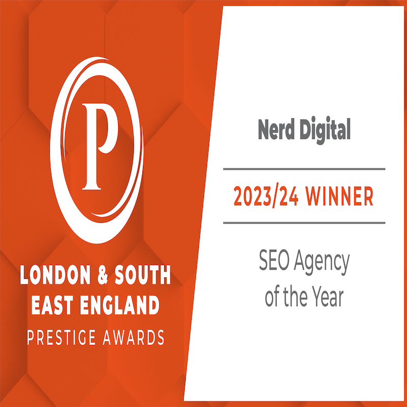 L'agenzia Nerd Digital di United Kingdom ha vinto il riconoscimento 2023 SEO Agency of the Year, London and South East