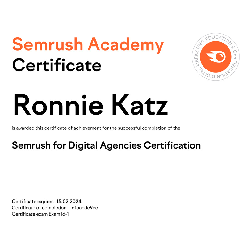 United States 营销公司 BullsEye Internet Marketing 获得了 Semrush for Digital Agencies Certification 奖项