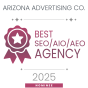 A agência Arizona Advertising Co., de Phoenix, Arizona, United States, conquistou o prêmio 2025 Best SEO&#x2F;AIO Agency (Nominee)