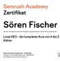 Dresden, Saxony, Germany agency Klass &amp; Fischer wins Local SEO Zertifikat - Semrush Academy award