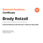 Richmond, Virginia, United States 营销公司 Tegrity Marketing 获得了 Semrush Certification for Keyword Research 奖项