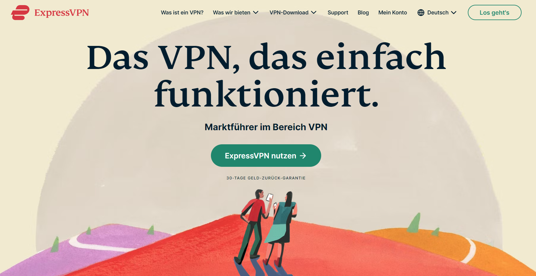 Landing-Page von ExpressVPN