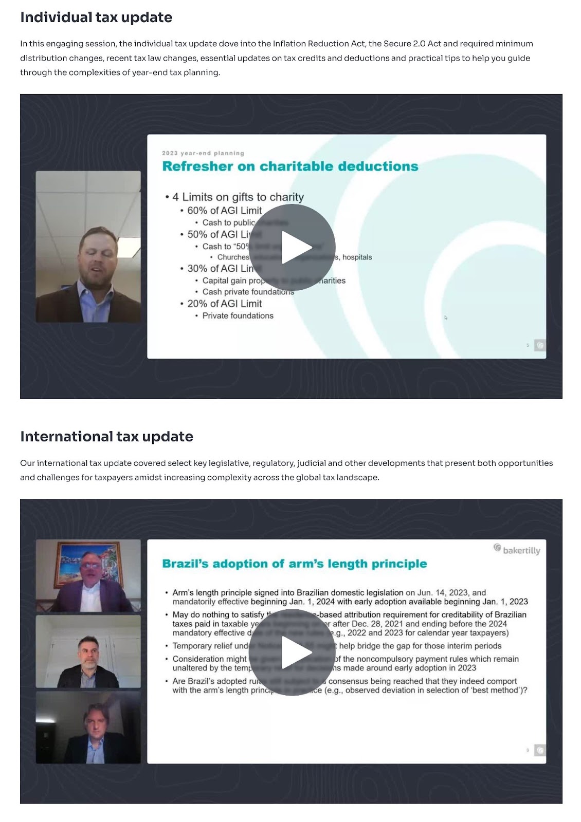 individual tax update webinar and international tax update webinar to view on-demand