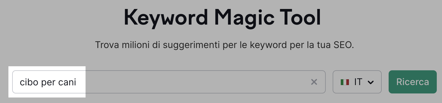 Analisi delle parole chiave con Keyword Magic tool di Semrush