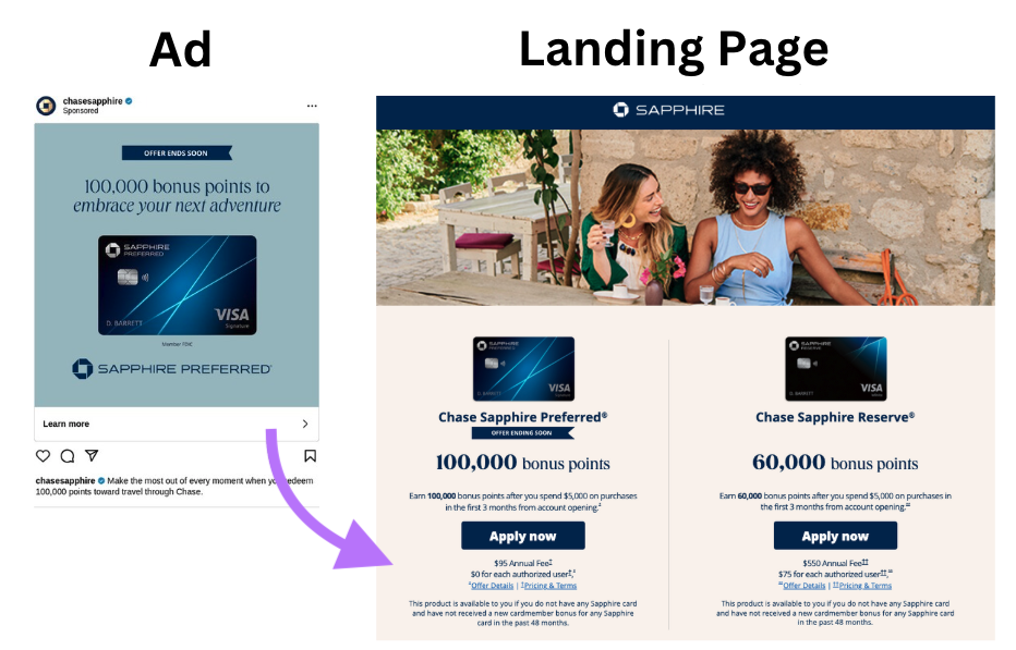 A LinkedIn Ad's call to action button sends the user to a landing page.