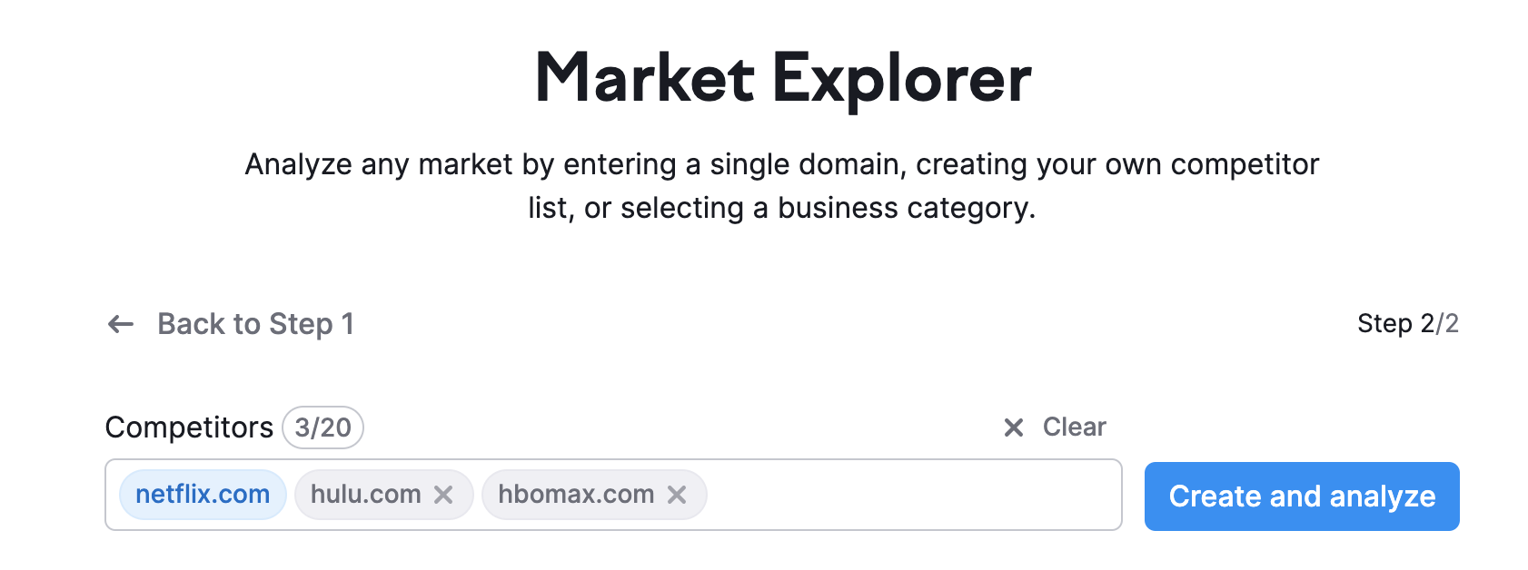 comparing brands in Market Explorer