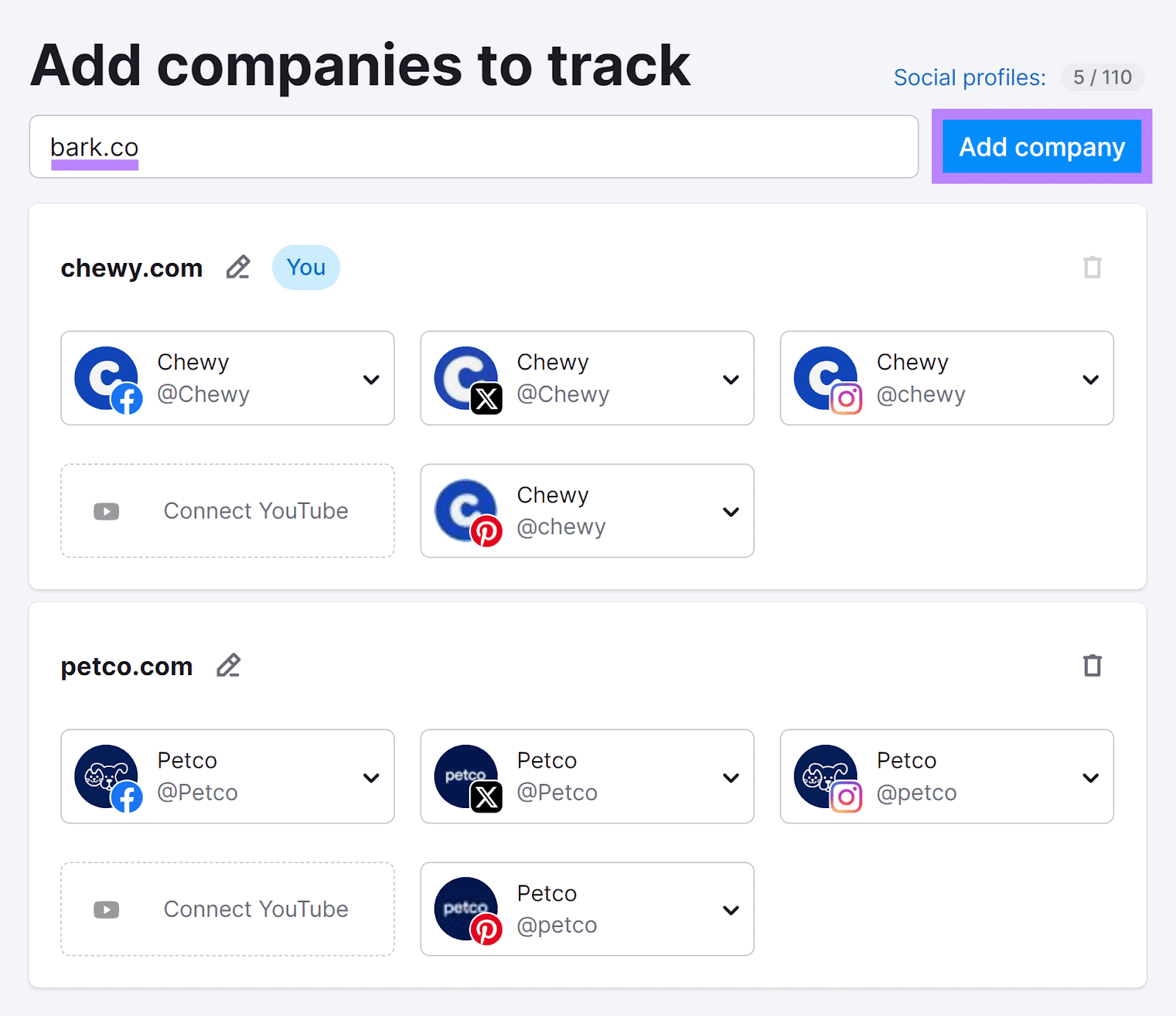 'bark.co' successful  hunt  barroom  and 'Add company' fastener  highlighted.