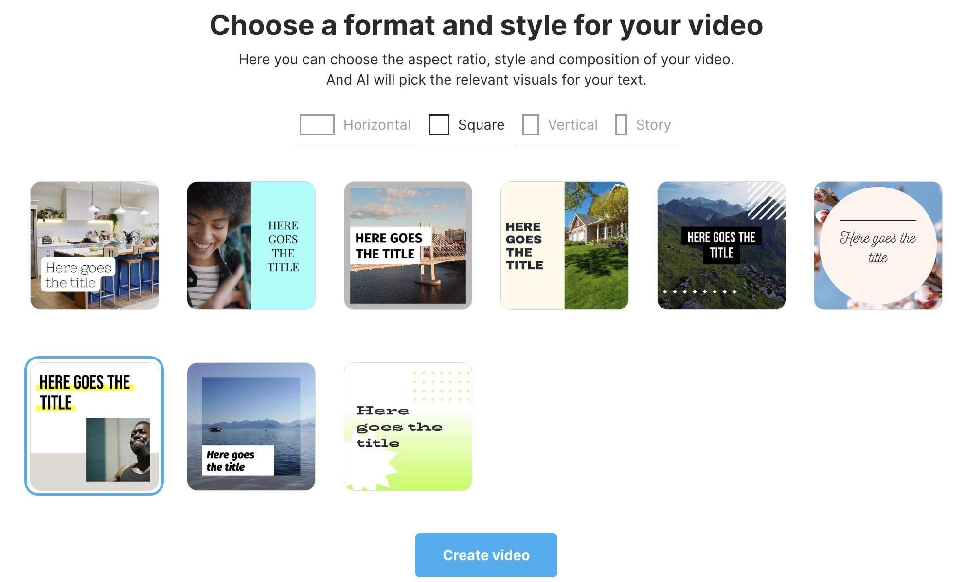 Video Marketing Platform provides multiple video template options.