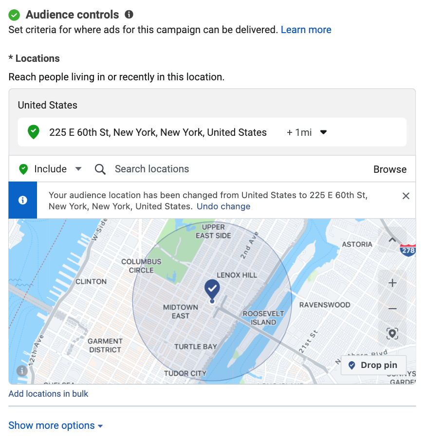Location targeting within Meta Ads Manager