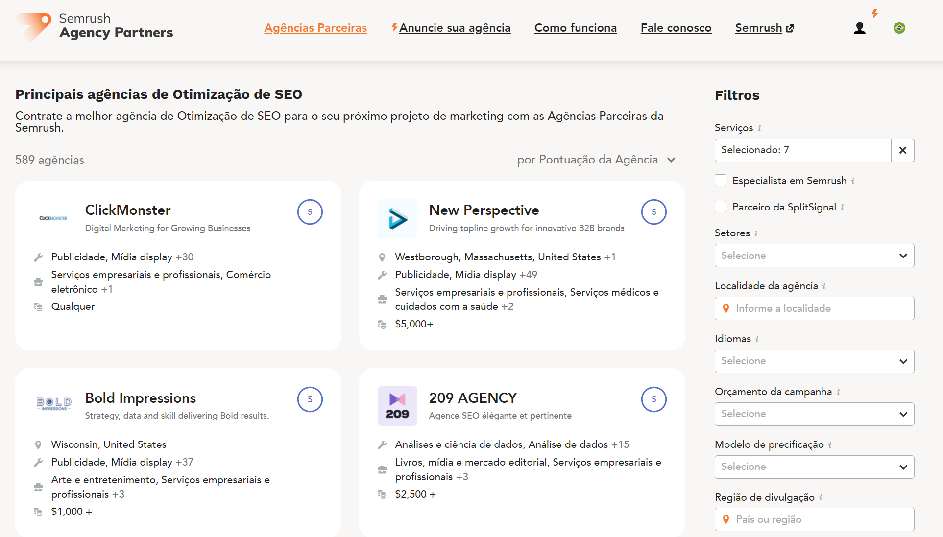 Agencias parceiras Semrush