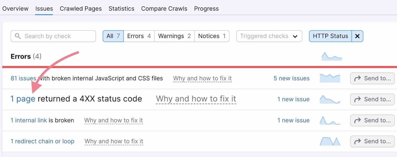 navigate to 4XX errors