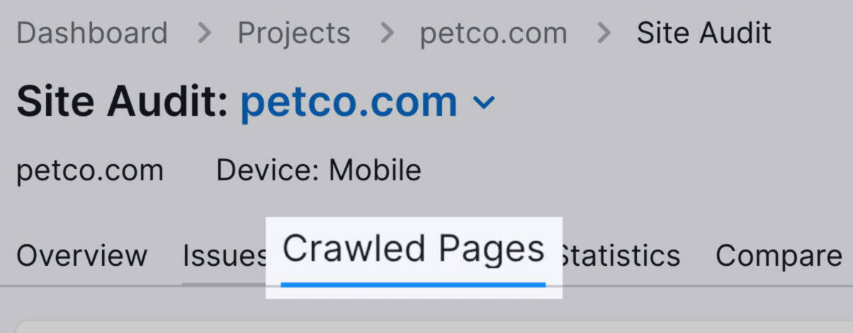 Crawled Pages tab is highlighted.