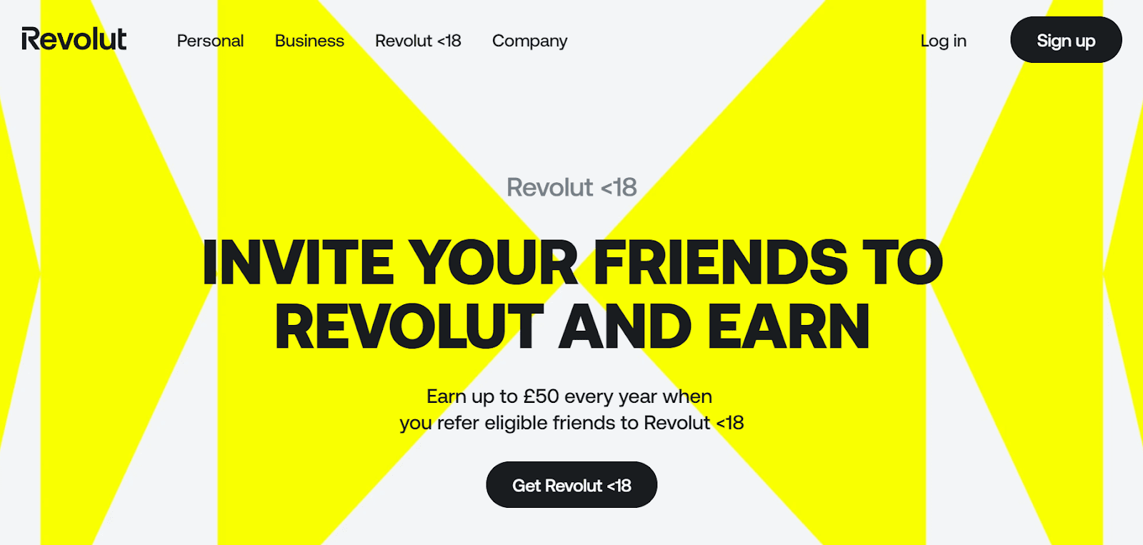 Revolut’s referral program landing page