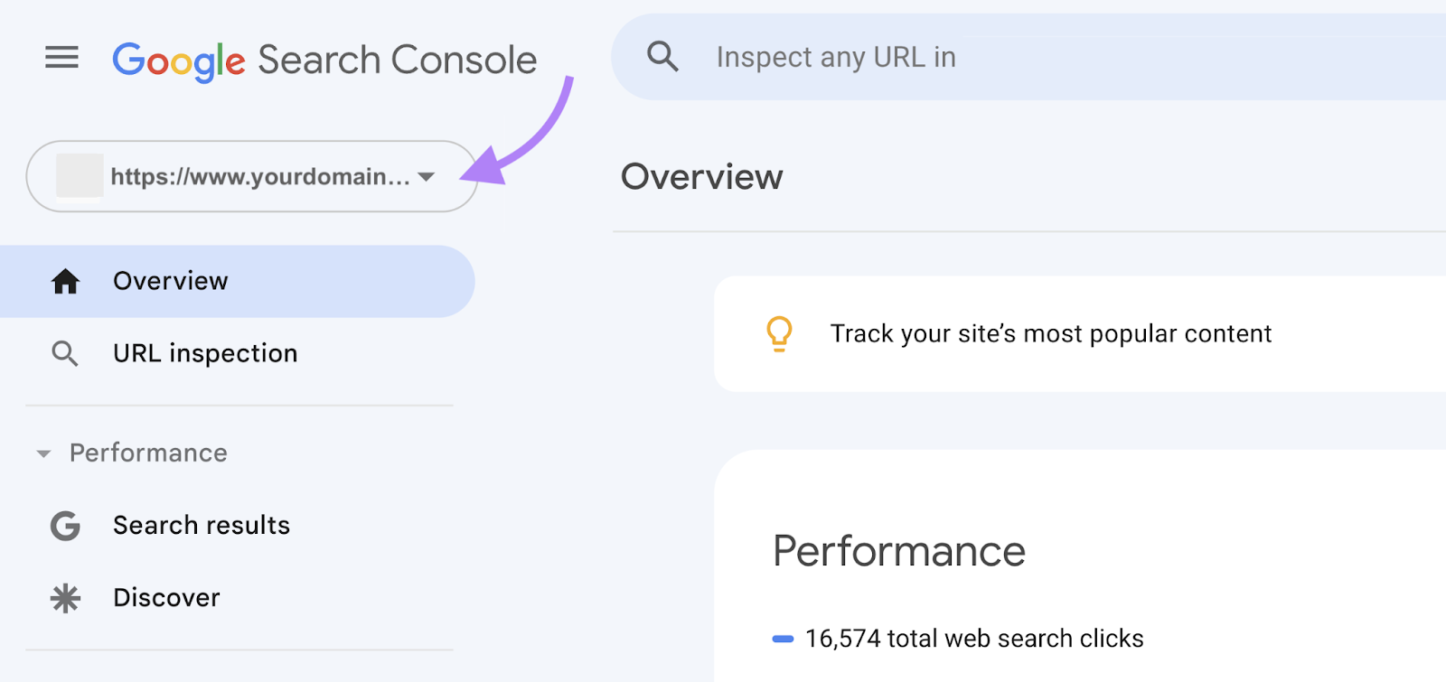 choose your domain in Google Search Console