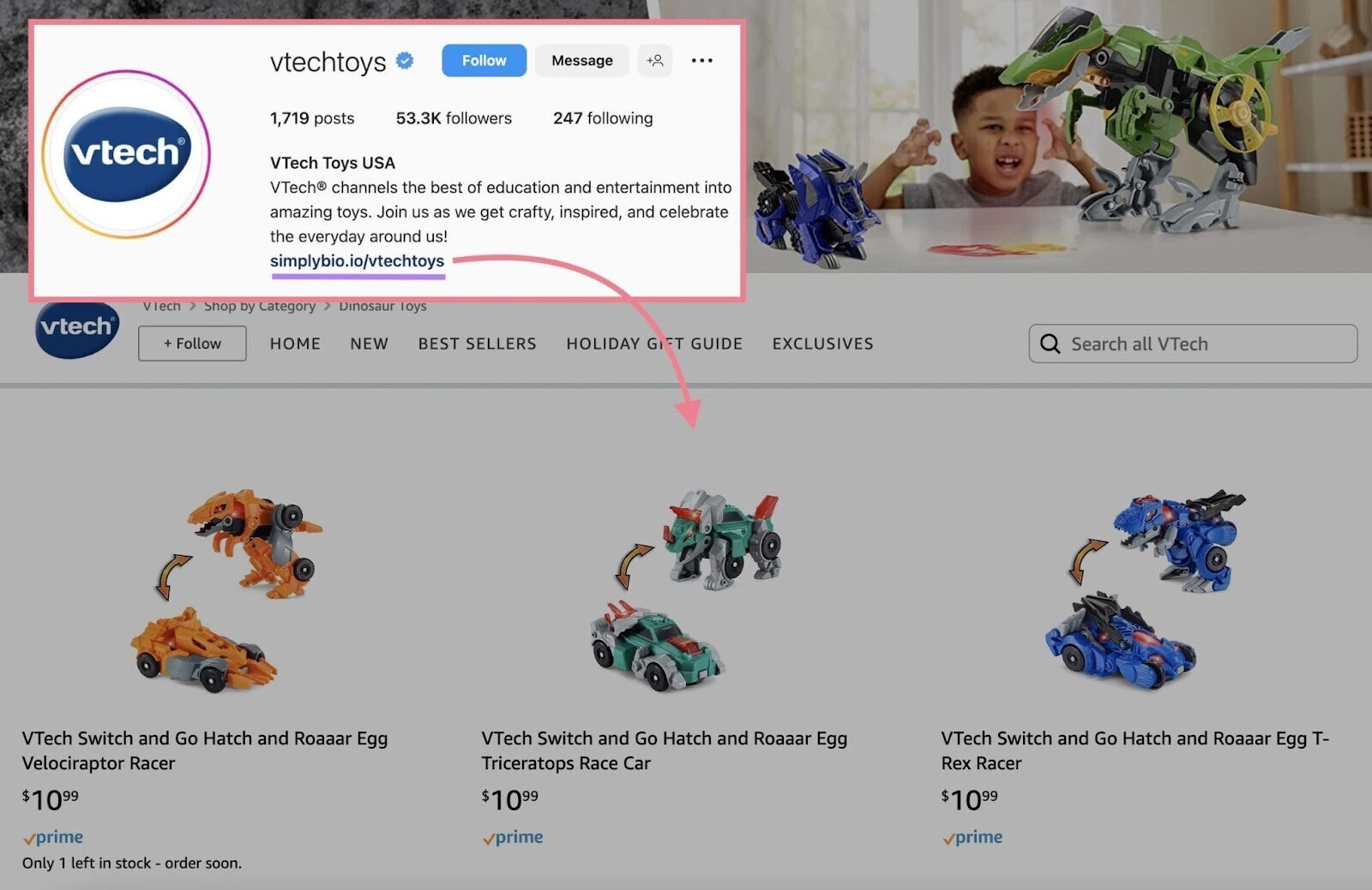 VTechToys sends customers to product sales pages 