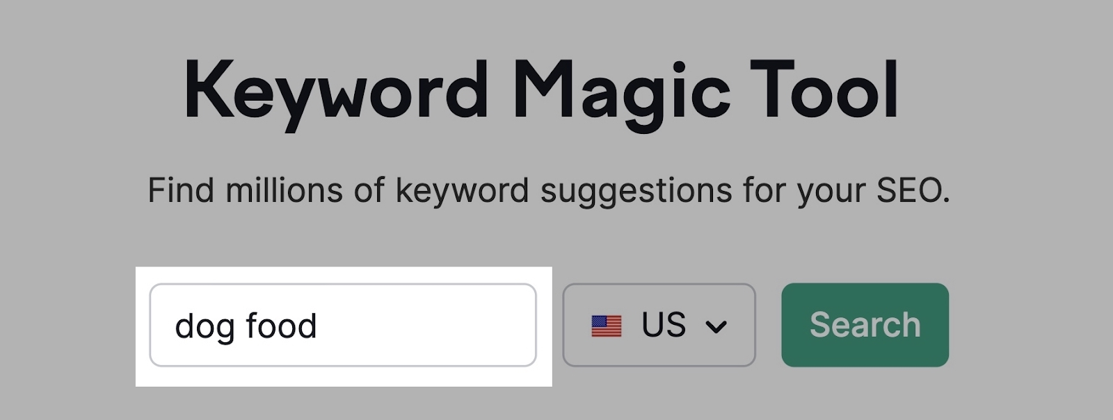 search for “dog food” in Keyword Magic tool
