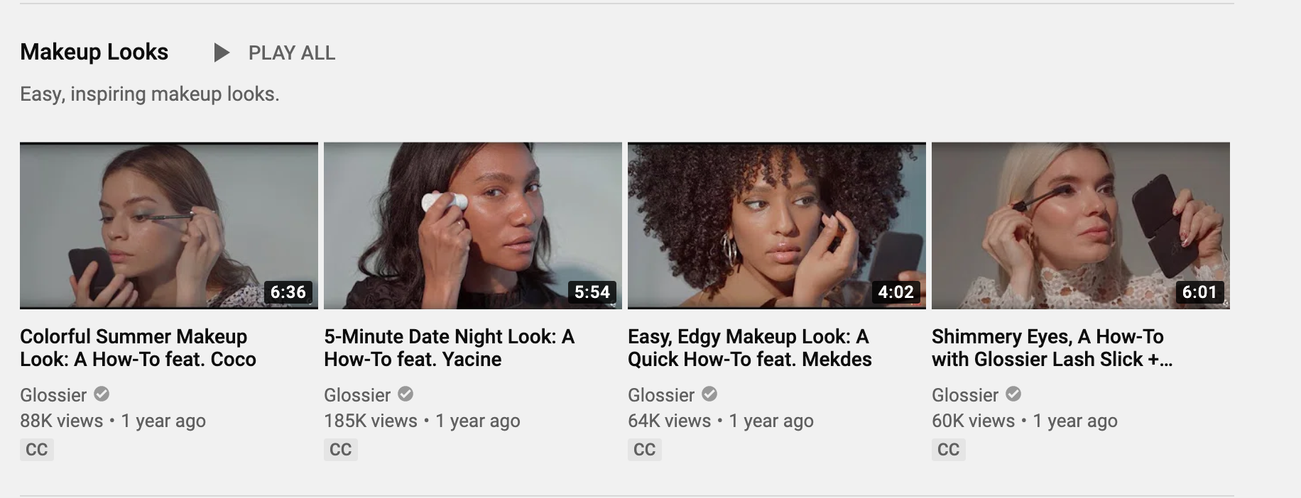 La chaîne YouTube de Glossier