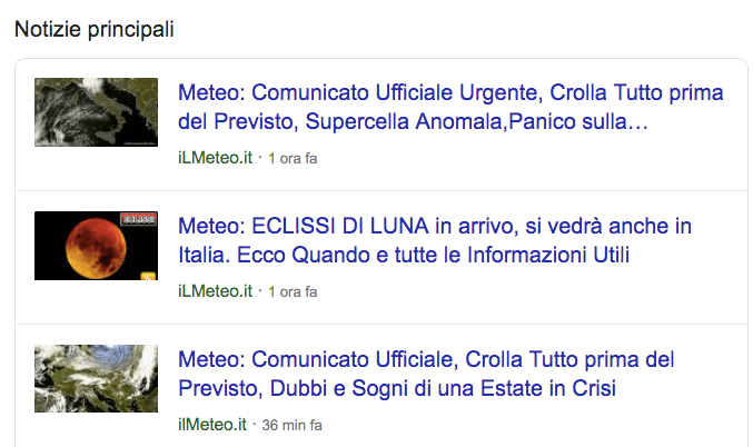 Le notizie principali(top stories) come funzionalità delle serp appaiono cosi