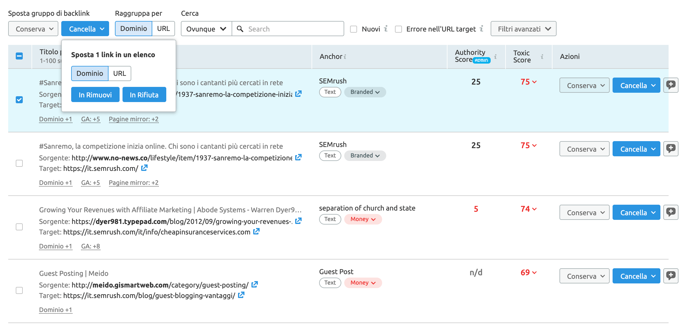 come usare backlink audit tool