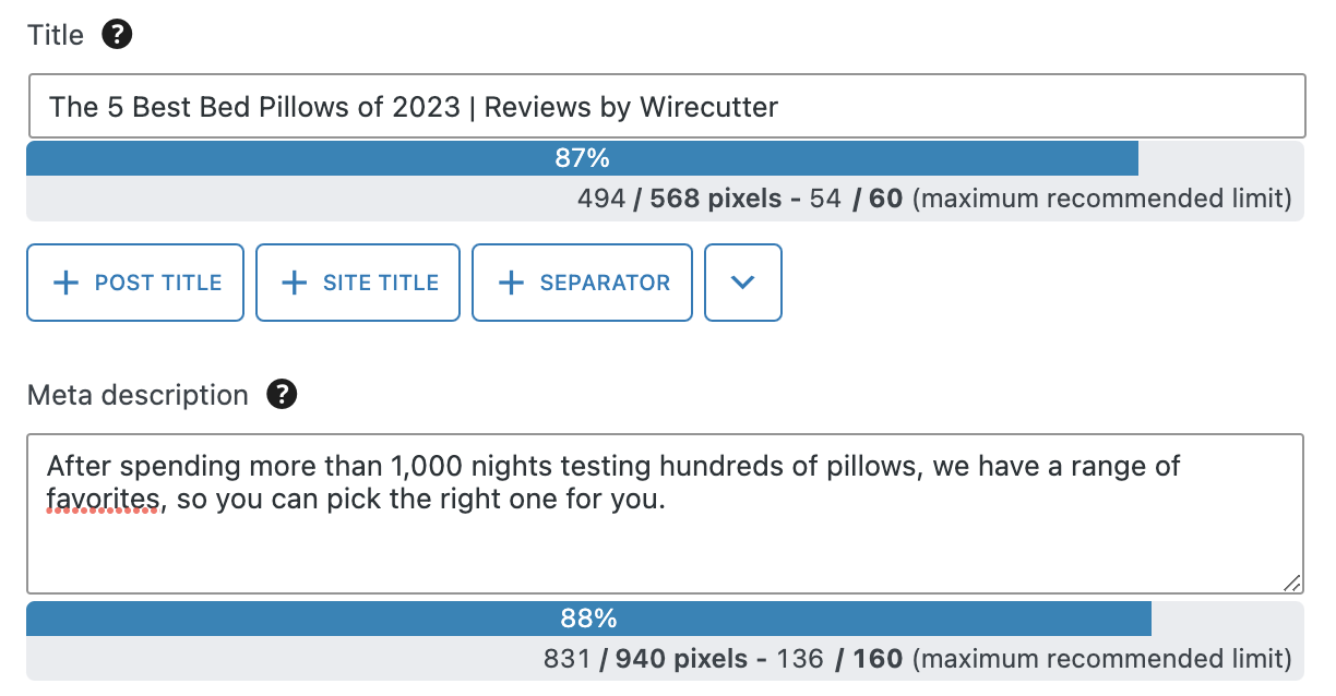 setting up   rubric  tags and meta descriptions successful  SEOPress