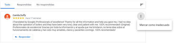 Reseñas en Google My Business - Reseña inadecuada