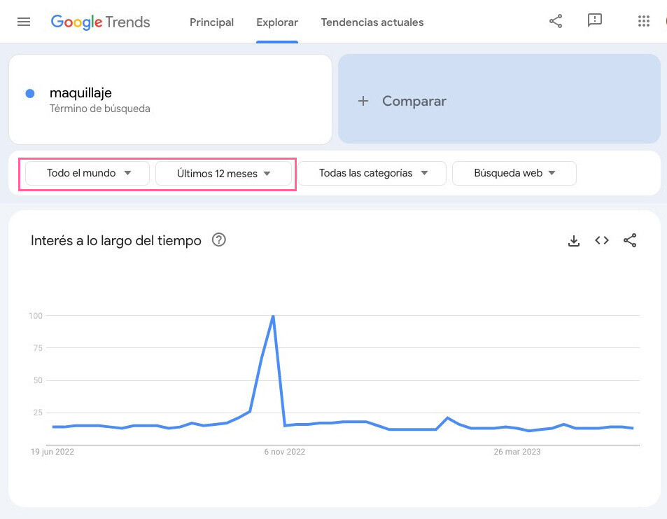 Buscar temas en Google Trends