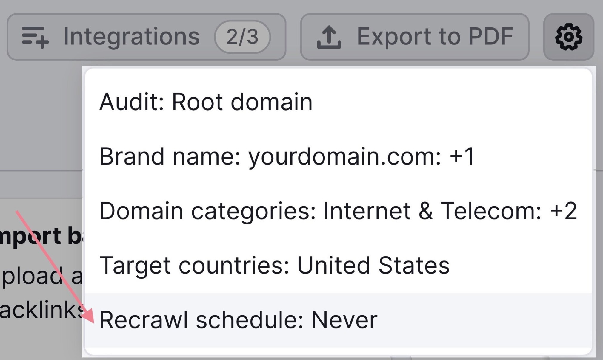 backlink audit recrawl schedule