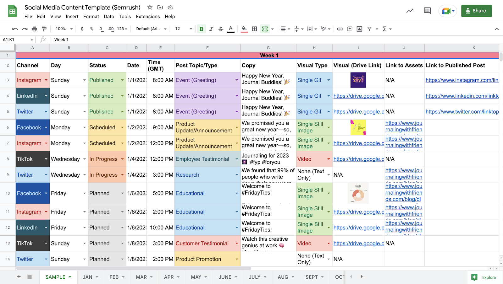 Free Social Media Calendar Template 2025 Excel