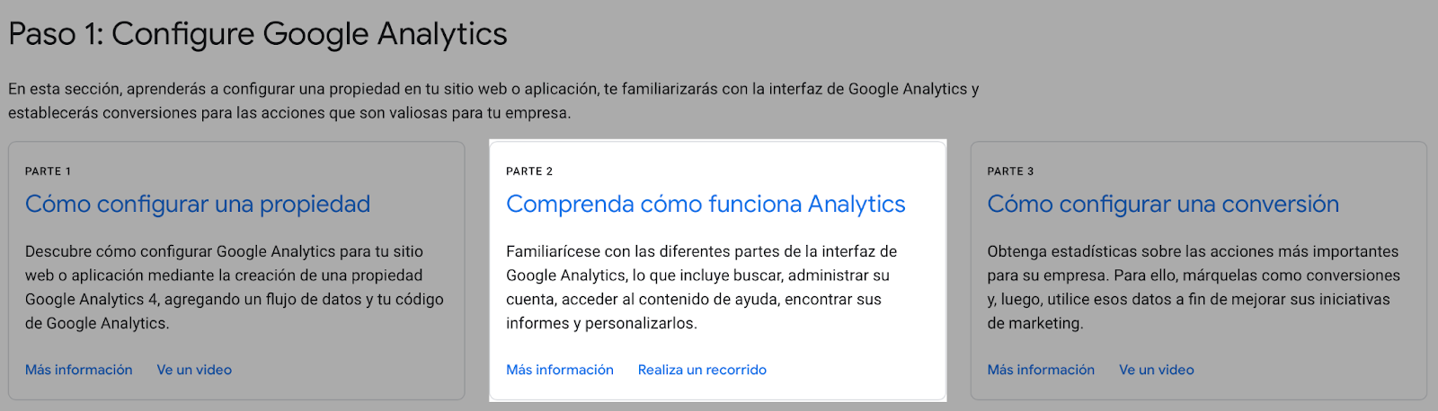 La segunda parte, “Comprenda cómo funciona Analytics” es una buena apuesta