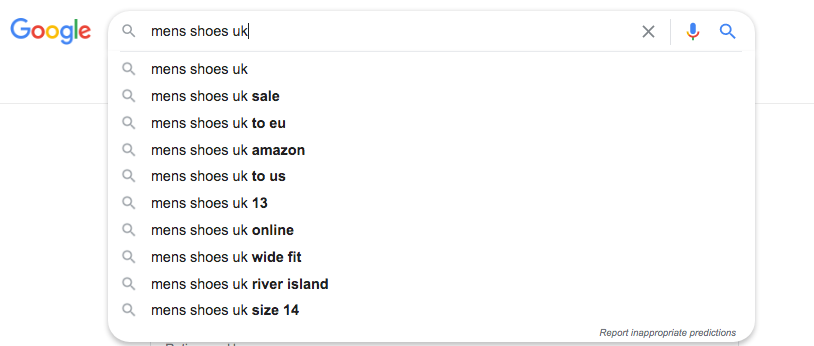 Using Google autosuggest for commerce terms