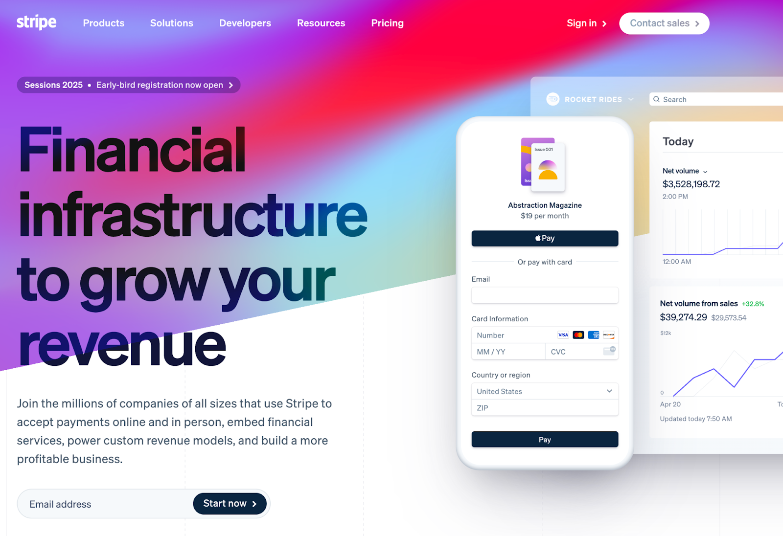 stripe homepage