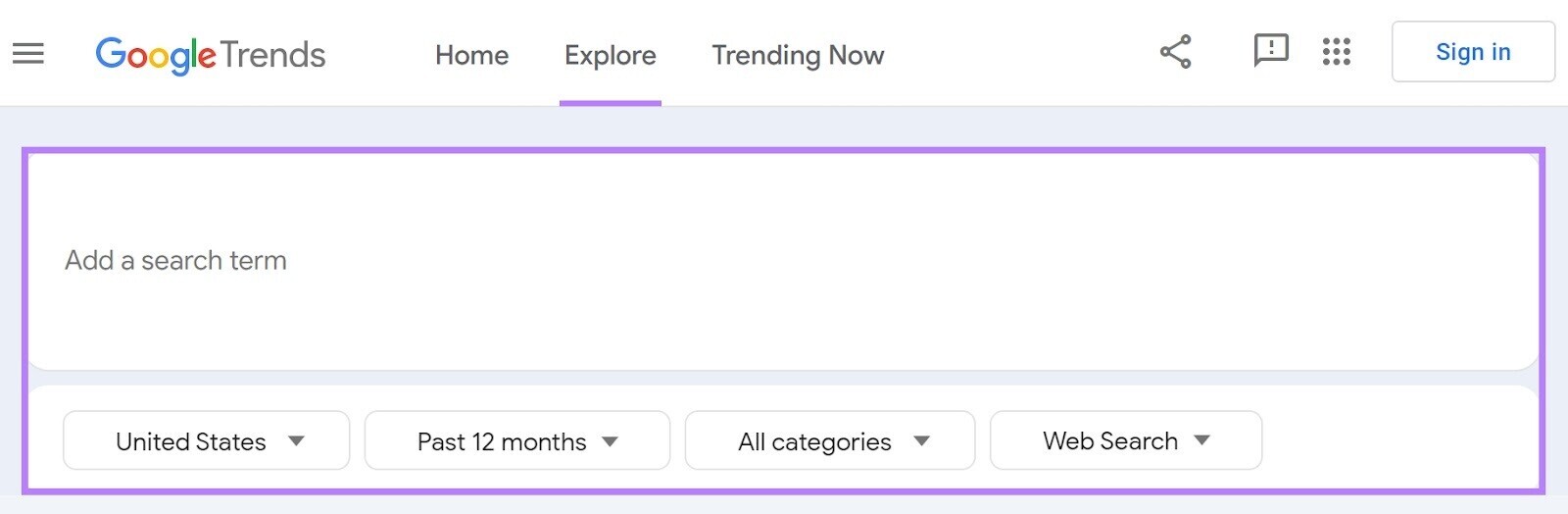 Trends Explore tool