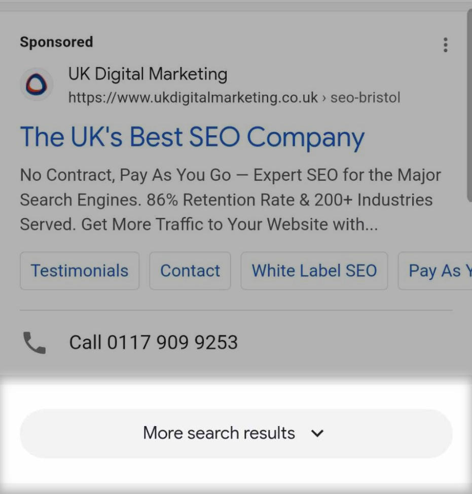 “More search results" button on mobile SERP