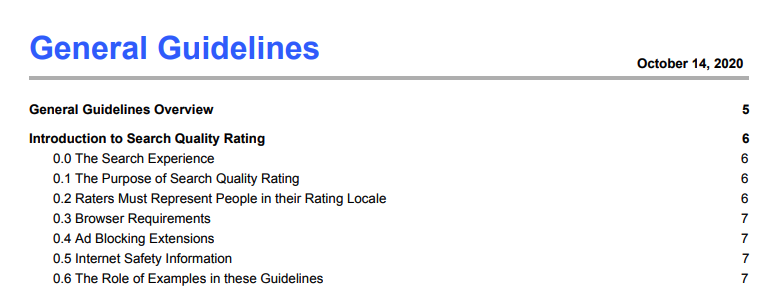 Google Webmaster Guidelines screenshot