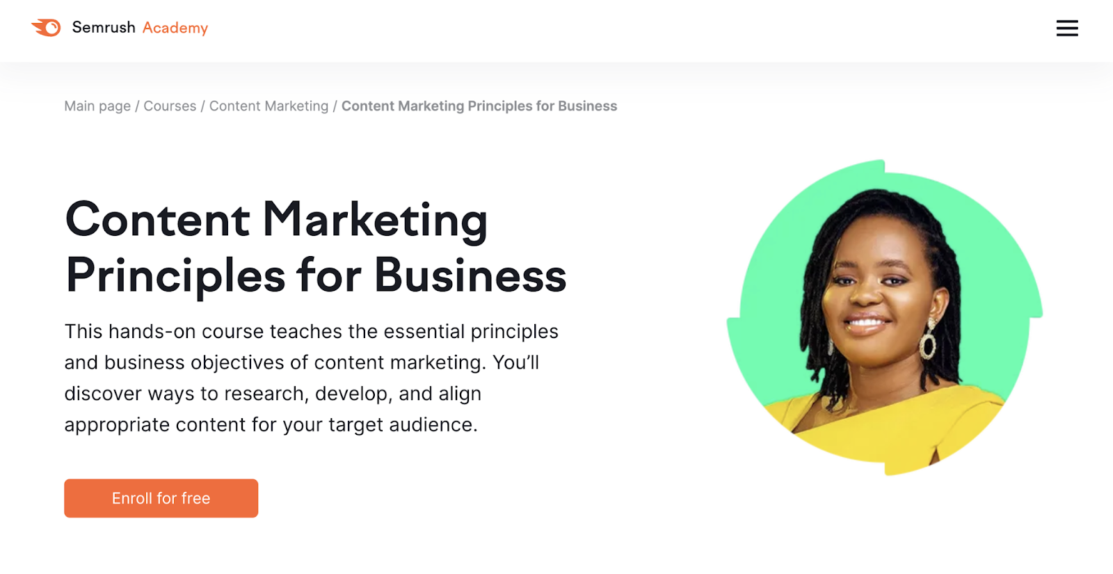 Content Marketing Principles for Business course