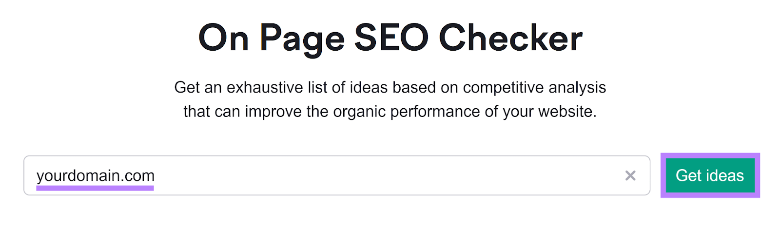 Semrush On Page SEO Checker start