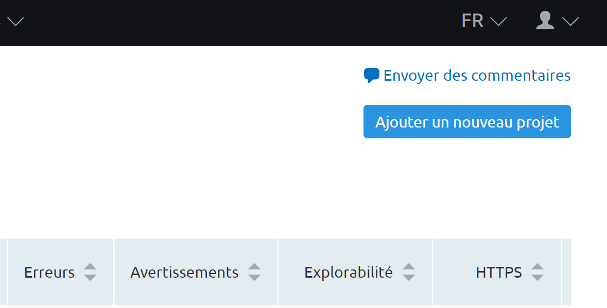 Audit de site, Ajouter un nouveau projet