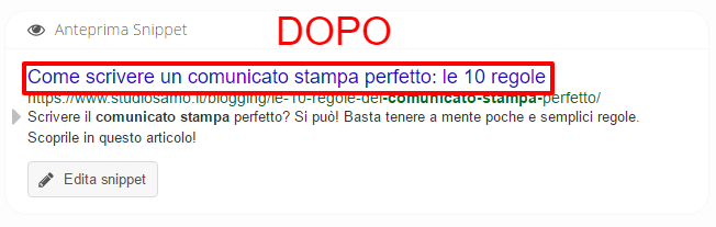 Ottimizzazione seo on-site: prima e dopo