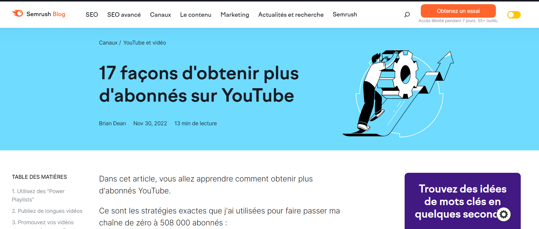 Exemple de guest blog sur le blog Semrush