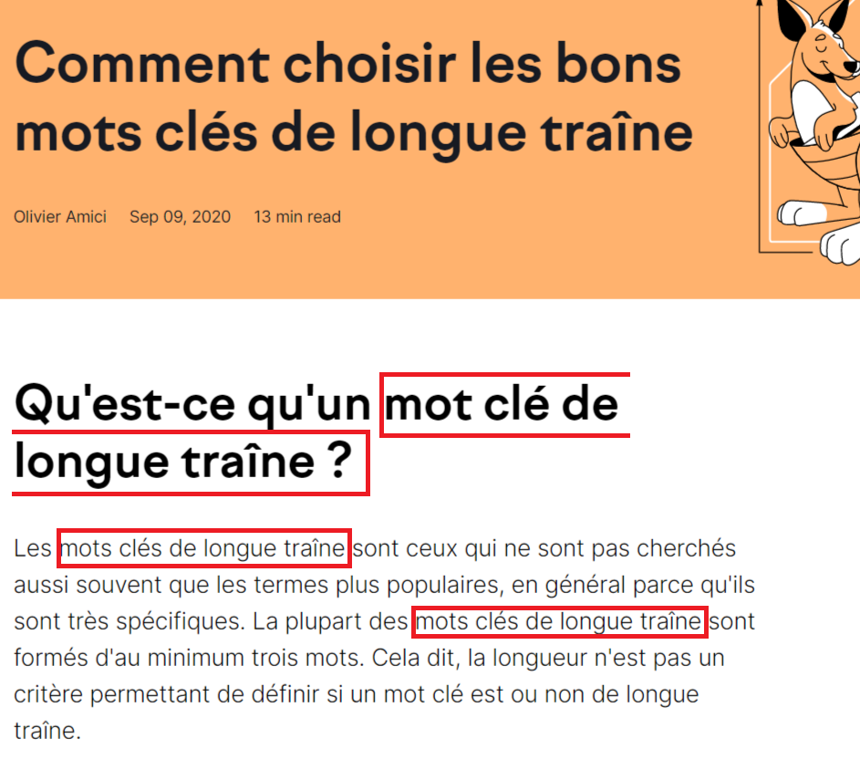 Comment choisir les bons mots clés de longue traîne - début du texte