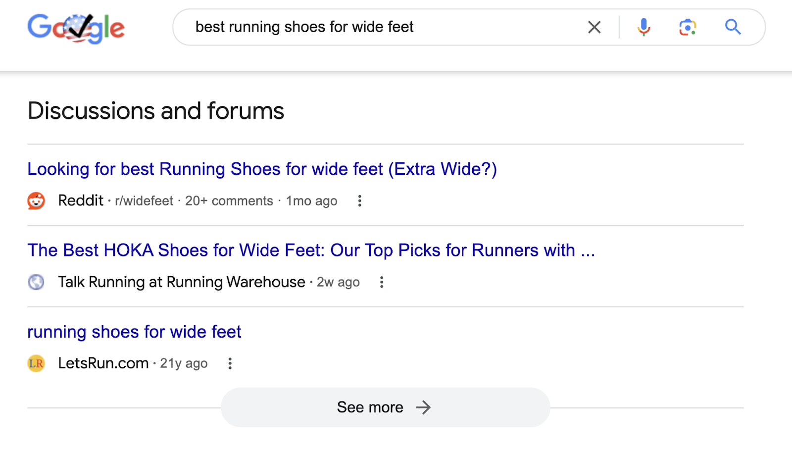 discussions and forums serp feature lists forums on reddit and two other related websites