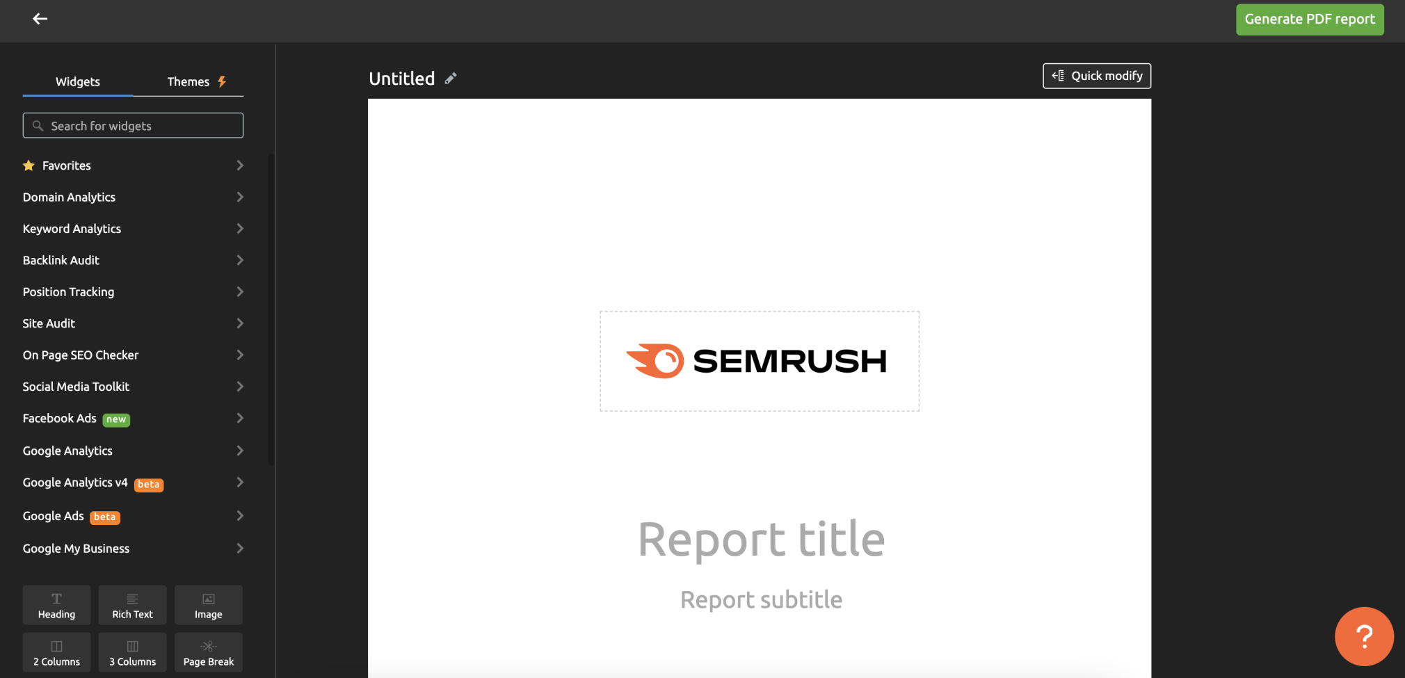Semrush custom report