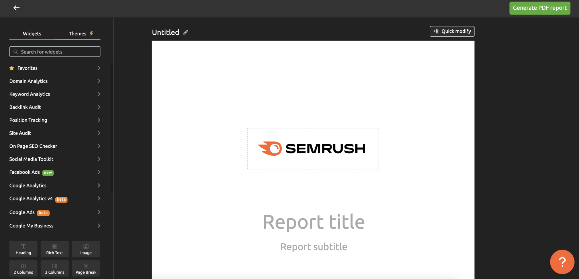 Semrush customized  report