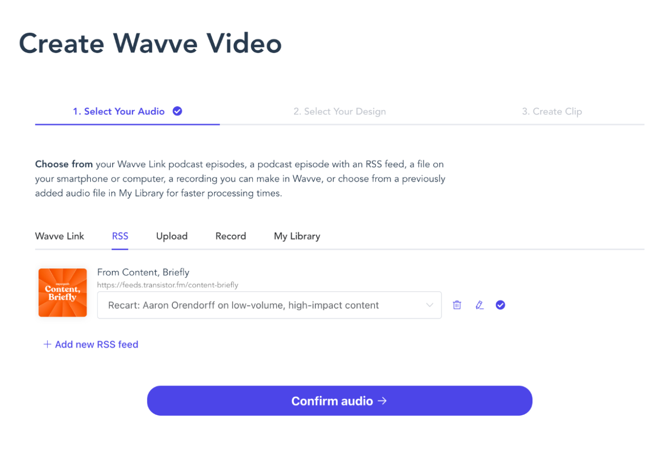 "Create Wavve Video" window
