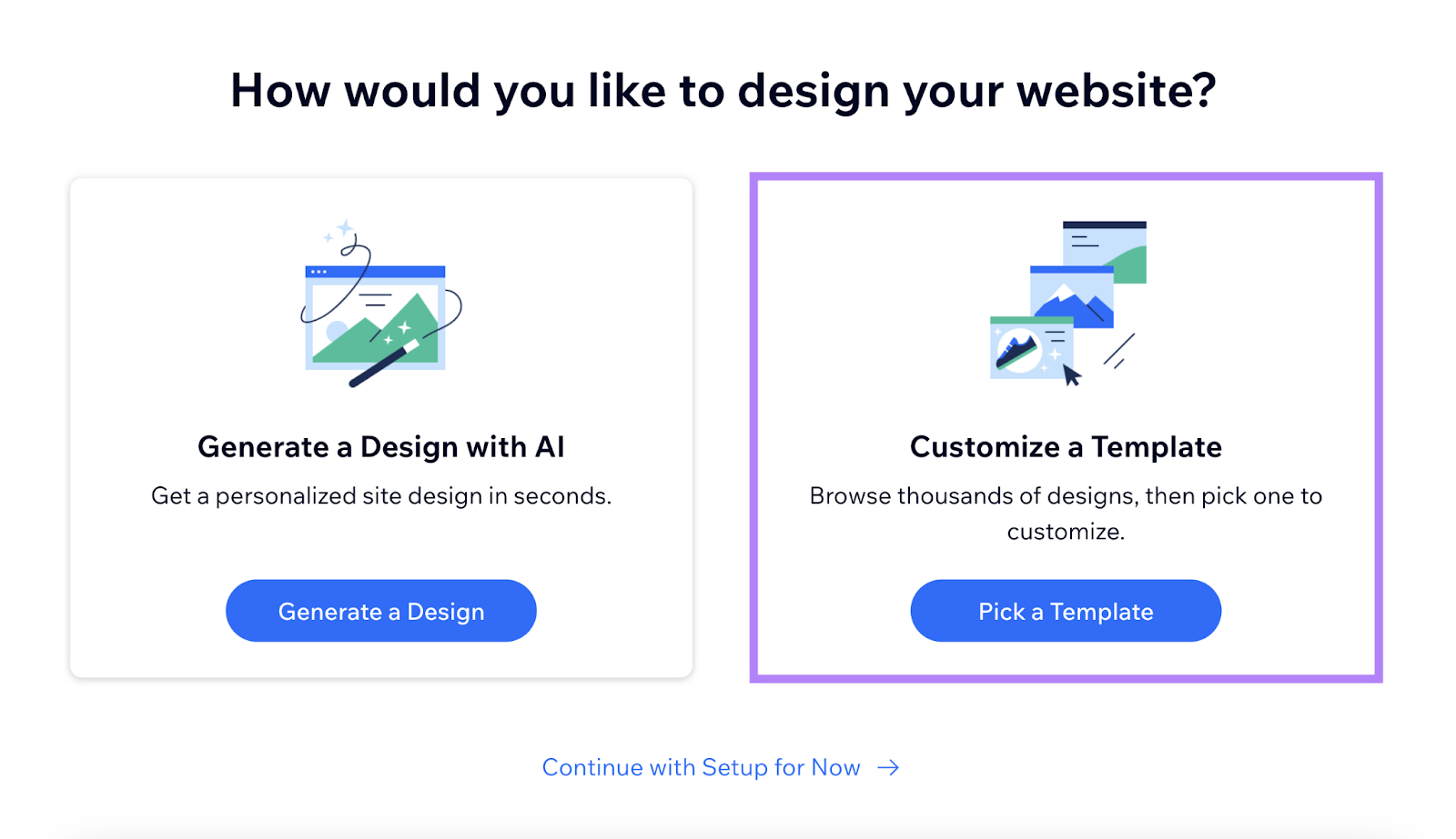 Customize a Template option highlighted