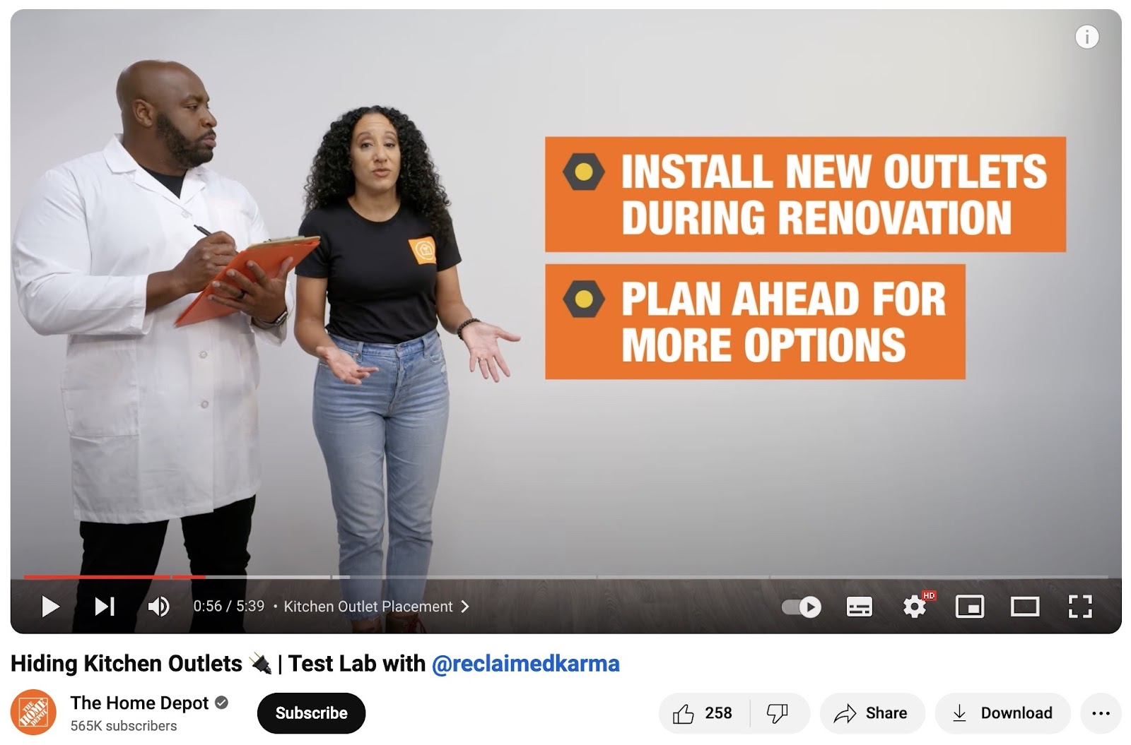 HomeDepot's video on hiding kitchen outlets