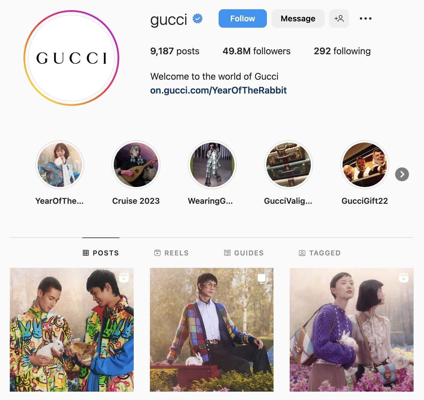 gucci social media growth