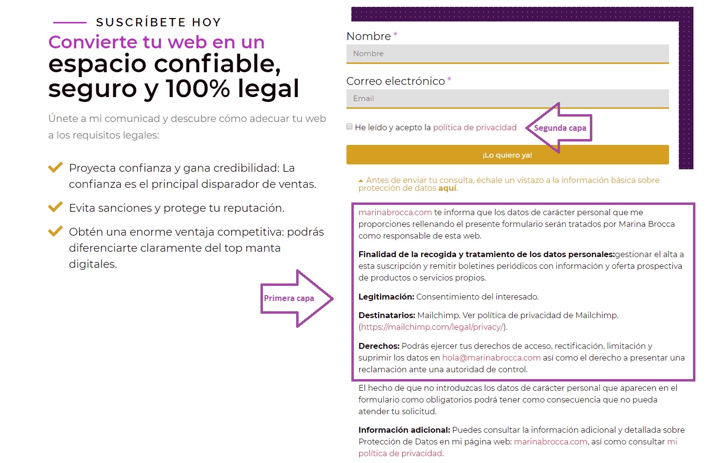 Lista de suscriptores - Modelo de formulario legal